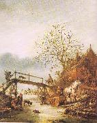 Ostade, Isaack Jansz. van A Winter Scene with an Inn oil painting reproduction